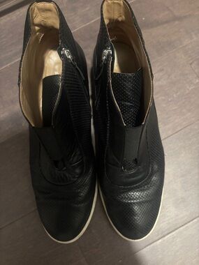 Paolo Black Perforated Slip-On Ankle Booties